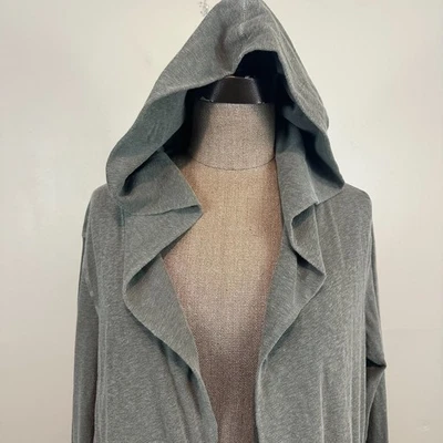 James Perse Cárdigan Estándar Suéter Mujer 2 Gris Algodón Frente Abierto Con Capucha EE. UU. Foto 1 de 4