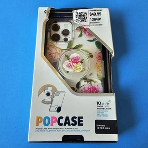 Popsockets PopCase for iPhone 12 Pro Max 6.7" - VINTAGE FLORAL (PINK ROSES) - Picture 1 of 6