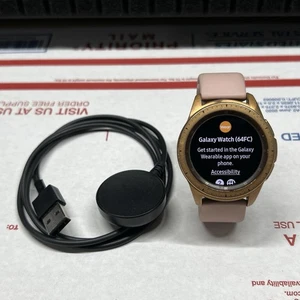 Samsung Galaxy Watch 42mm Rose Gold Stainless Steel Case Pink Classic Buckle - Picture 1 of 7