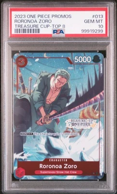 PSA 10 One Piece Card 2023 Roronoa Zoro ST01-013 Promo Treasure Cup Top 8 GEM MT - Image 1 of 4