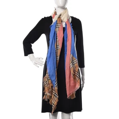 ENVOLTURA BUFANDA BURBERRY GRANDE LANA SEDA MARRÓN CUADROS/GASA MULTICOLOR, 80" X 40" Foto 1 de 4