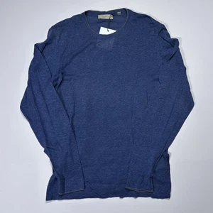 $300 New HAGEN CARMEL Men's Size Small S Silk/Linen Crewneck Blue L/S Sweater - Picture 1 of 5