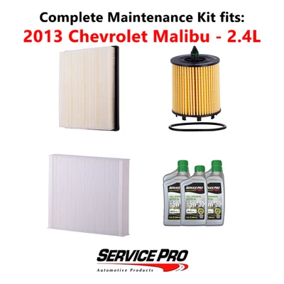 2013 Chevrolet Malibu 2.4L Complete Air, Oil & Cabin Filter Kit (5W-30) Foto 1 de 4