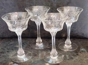 4 copas de champán HEISEY MINUET cristal grabado vino cóctel 6,5" 6 oz 1950 - Imagen 1 de 9