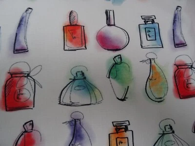 Schöner Stoff 14/ Baumwolle PARFÜM FLASCHE ca. 30cm x 72cm Basteln DIY  - Bild 1 von 4