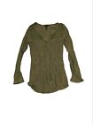 Vintage y2k Fang Womens Button Lace Olive Green Long Sleeve Shirt S