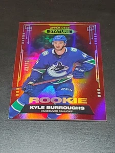 2021-22 Upper Deck Stature Kyle Burroughs RED ROOKIE #/75 Vancouver Canucks NHL - Picture 1 of 1