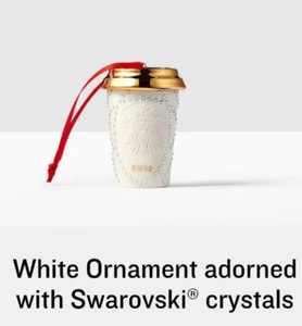 Starbucks Ornament Adorned Swarovski Crystals Christmas Cup Ornament 2016 NEW - Picture 1 of 5
