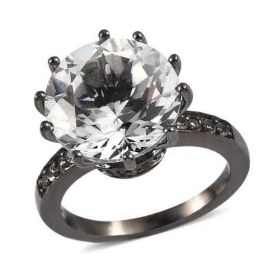 ¡¡HERMOSO!! Topacio blanco de 8,15 quilates con anillo chapado en rodio negro talla 6 Foto 1 de 4