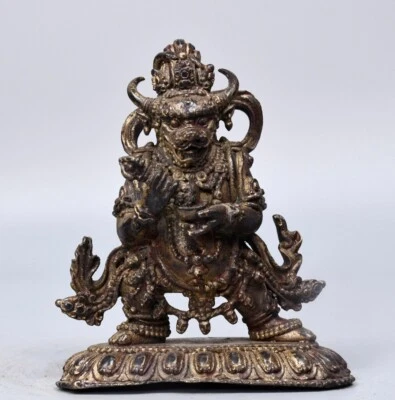 6.3"16CM/  Antique Buddhism Old Bronze Yamantaka Yama Dharmaraja Buddha Statue - Image 1 of 4