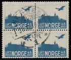NORWAY #C1a, (158a) 45ore Airmail w/faint frameline, Block of 4, used, Scott $36