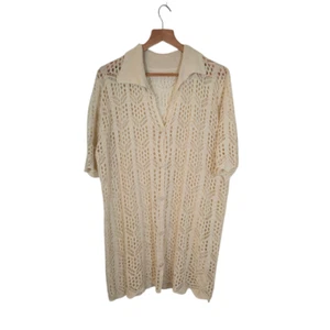 Cárdigan suéter de ganchillo para mujer talla XL crema informal preppy - Imagen 1 de 6