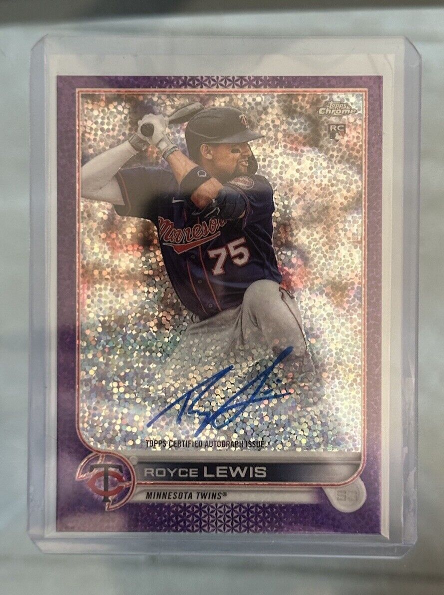 2022 Topps Chrome ROYCE LEWIS Rookie Purple Speckle Refractor Auto /299 RC Twins