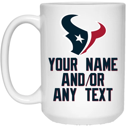 Custom Personalized Houston Texans Logo White 15 oz Ceramic Coffee Mug Cup Cover