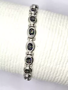 VINTAGE MYSTISCHER TOPAS STERLINGSILBER TENNISARMBAND - Bild 1 von 3