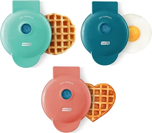 Mini Maker 3-Pack Gift Set, Mini Waffle Maker + Mini Heart-Shaped Waffle Maker + - Picture 1 of 6