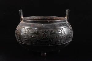 F3975: XF Japanese Old Copper Demon Mask sculpture INCENSE BURNER Buddhist art - Picture 1 of 7