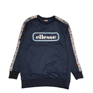 Ellesse Blue Sweatshirt Popper Sleeve Oversized Crew Neck Womens UK M BB72 - Picture 1 of 7