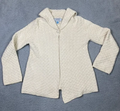 Cárdigan Indigenous Designs Mujer SM Marfil Algodón Orgánico Alpaca Capucha Texturizada Foto 1 de 4