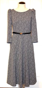 Vestido Calvin Klein para mujer talla 8 blanco y negro tweed patrón espiga 3/4 Slv - Imagen 1 de 19