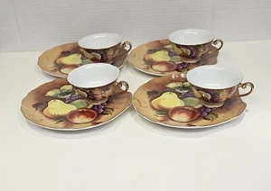 Vintage Lefton China Brown Heritage Fruit Snack Set Of 4 - Picture 1 of 3