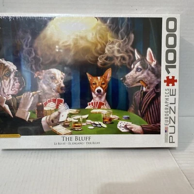 Eurographics:  The Bluff  1000 piece Jigsaw Puzzle New Sealed Dogs playing Cards - Image 1 of 2