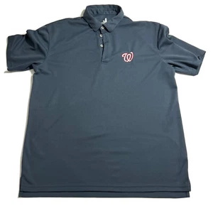 Johnnie-O Size L Gray Washington Nationals Baseball Polo Shirt Short Sleeve - Picture 1 of 6