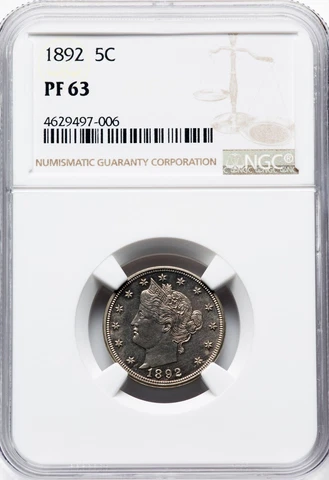 1892 5c Liberty Proof Nickel NGC PF-63 Cover
