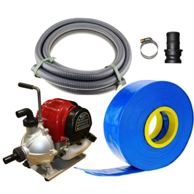 1" Transfer Water Pump Four Stroke Camping Gold Sluice HighBanker and Hose Kit P - image 1 of 4