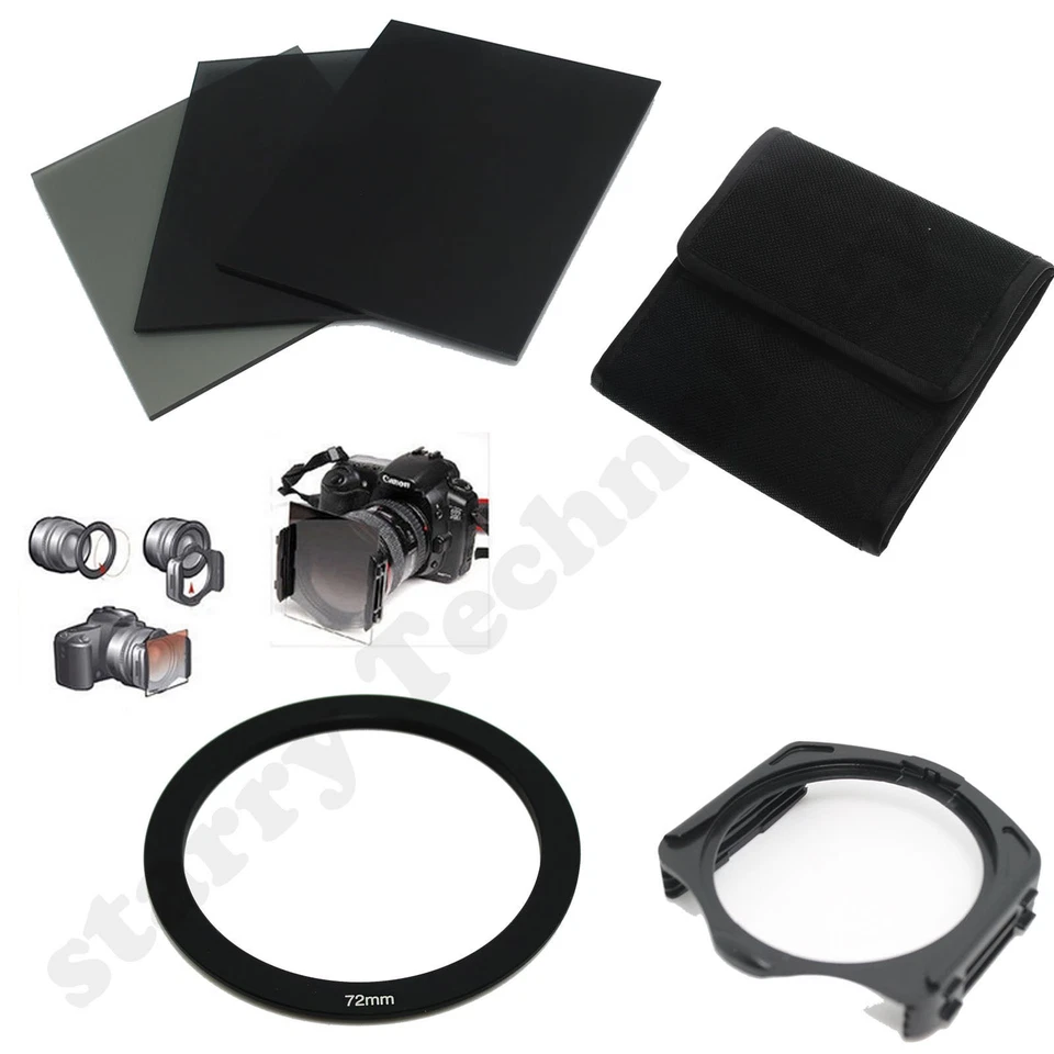 FULL ND2 4 8 filter+Pouch Case+72mm Adapter Ring+Holder for Cokin P Series kit - Image 1 of 4