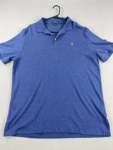 Vtg Ralph Lauren Polo Shirt Mens XL Blue Brown Pony Cotton Short Sleeve Rugby - Picture 1 of 16