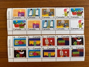 Canada Stamps - 1970  5c/6c CHRISTMAS INSCRIPTION Block Sets of 4  Blocks of 10 - Picture 1 of 1