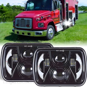 Pair 7x6" LED Headlights For Freightliner FL106 FL112 FL60 FL70 FL80 MT35 MT45 - Picture 1 of 16