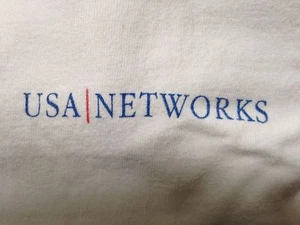Vintage USA Networks Logo White T Shirt L 100% Cotton Sci Fi Home Shopping - Picture 1 of 3
