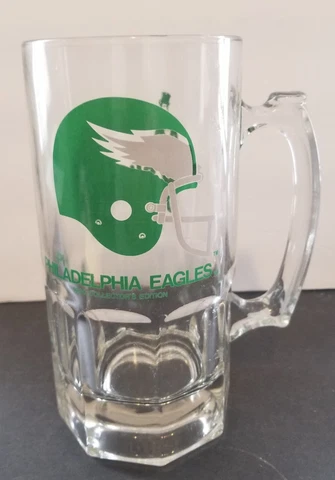 PHILADELPHIA EAGLES VINTAGE 1990'S SLIM JIM GLASS BEER STEIN MUG Cover