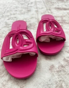 Dolce And Gabbana Interlock Logo Rubber Slides With Bag Box EU37 - Picture 1 of 5