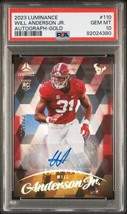 2023 PANINI LUMINANCE AUTO-GOLD #110 WILL ANDERSON JR. 22/100 PSA 10 - Picture 1 of 2