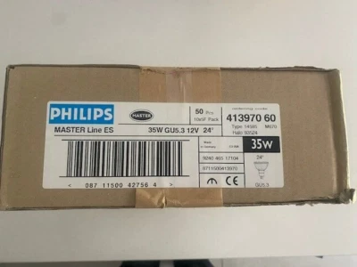 Phillips Masterline ES 413970 60 35W D+GU5.3 12V 24Deg Min Qty 5 - Image 1 of 2