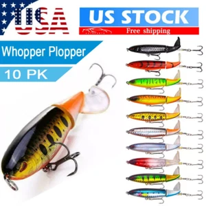 10X Fishing Lures Bait Whopper Plopper Topwater Floating Rotating Tail 10 Colors - Picture 1 of 16
