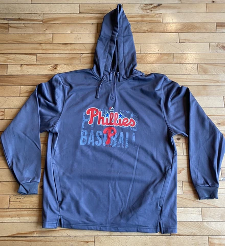 Majestic Authentic Collection Large Gray Philadelphia Phillies Baseball Hoodie Cover