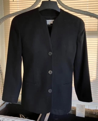 Винтажный Petite Jones Нью-Йорк черный 100% шерсти куртка Blazer женский размер 2P - Изображение 1 из 4