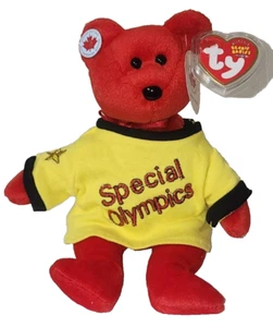 Ty Beanie Baby - CANADÁ el Oso (Olimpiadas Especiales con Camisa Amarilla y Alfiler) MMWMT - Imagen 1 de 9