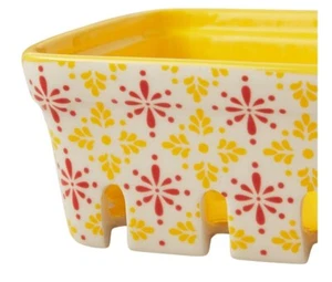 Pioneer Woman ~ FANCY FLOURISH ~ 4.75 Square x 2.25 Tall Stoneware Fruit Basket - Picture 1 of 8