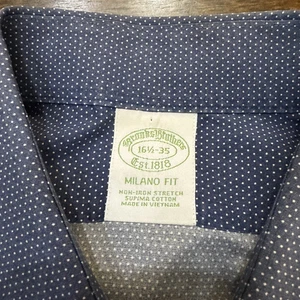 Brooks Brothers Mens Shirt Milano Slim Fit 16 1/2 -35 Blue Polka Dot Green Label - Picture 1 of 10