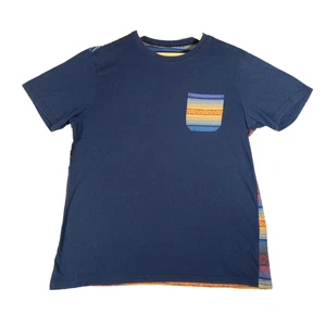 Riesen Tasche T-Shirt Damen Gr. Large blau gestreift Southwestern Rückenakzente - Bild 1 von 9