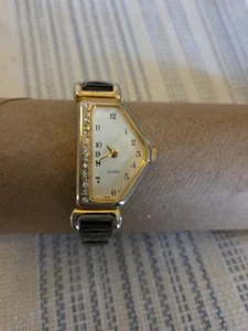 Vintage Collezio Women Half Moon Asymetrical Quartz Watch Rhinestones Japan - Picture 1 of 6