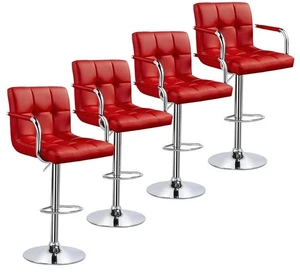Taburetes De Bar Bancos Para Barra De Cocina Sillas Red Barstools Set of 4 NEW - Picture 1 of 7