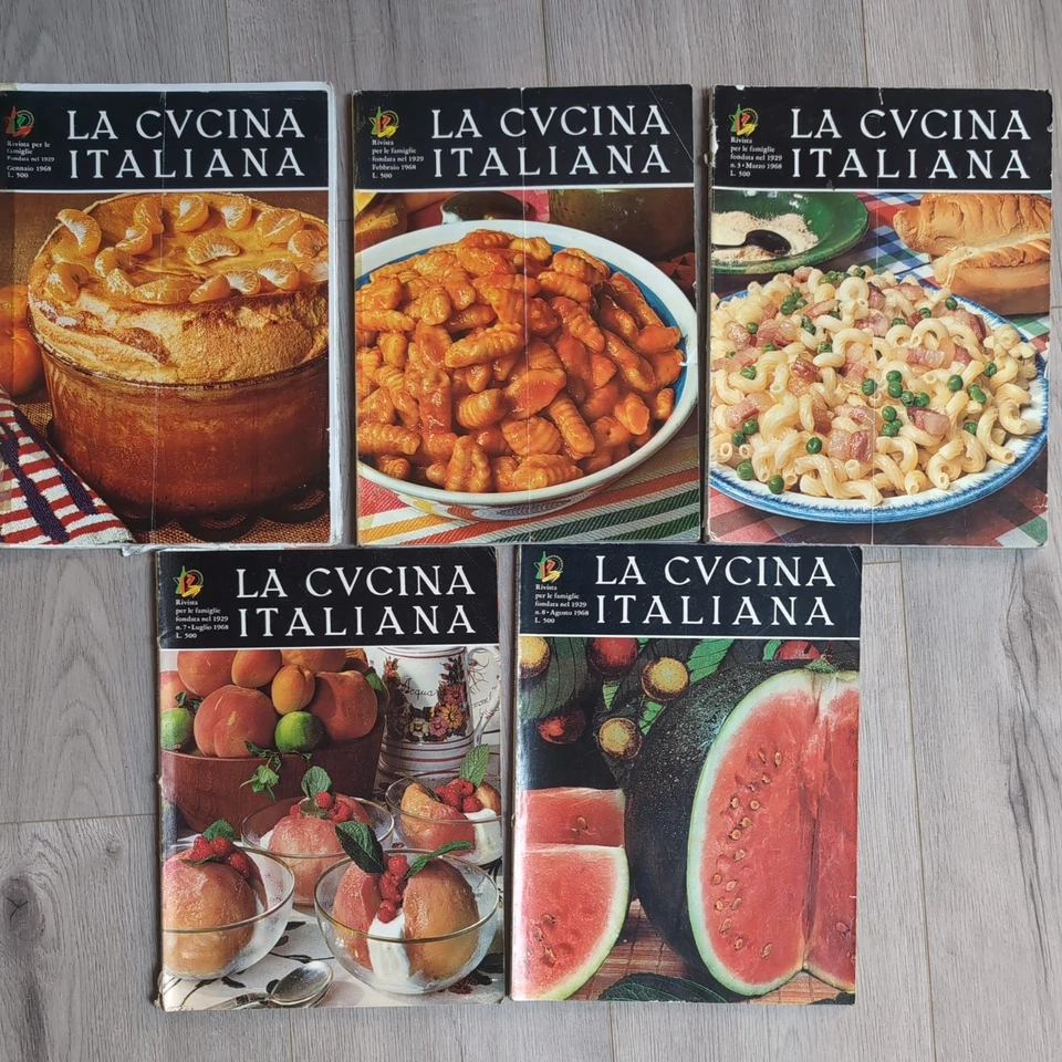 VINTAGE La Cucina Italiana Magazine LOT (x5 Issues) 1968 – Mid-Century Recipes - Image 1 of 4