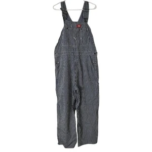 Vintage Dickies Latzhose Herren Etikett 36x30 blau Carpenter Hickory Nadelstreifen - Bild 1 von 12
