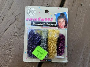 90er Konfetti Stretch Pferdeschwanz Halter passend für alle Sportbekleidung Mode Frotteebänder USA - Bild 1 von 4